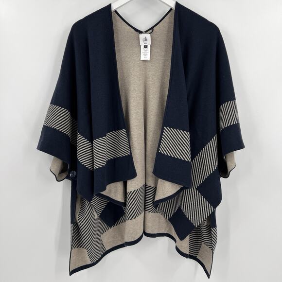 Cabi Open Front Wrap Shawl Reversible Cardigan Sweater Blue Style 3163 Size XS/S - Picture 2 of 9